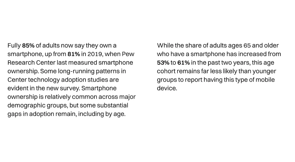 Fully 85% of adults now say they own a smartphone