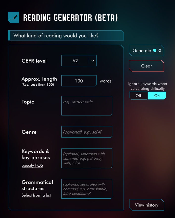 Cathoven Reading Generator API: An AI tool that can personalize reading materials aligned with targeted vocabulary, grammar, themes, genres, and proficiency levels.