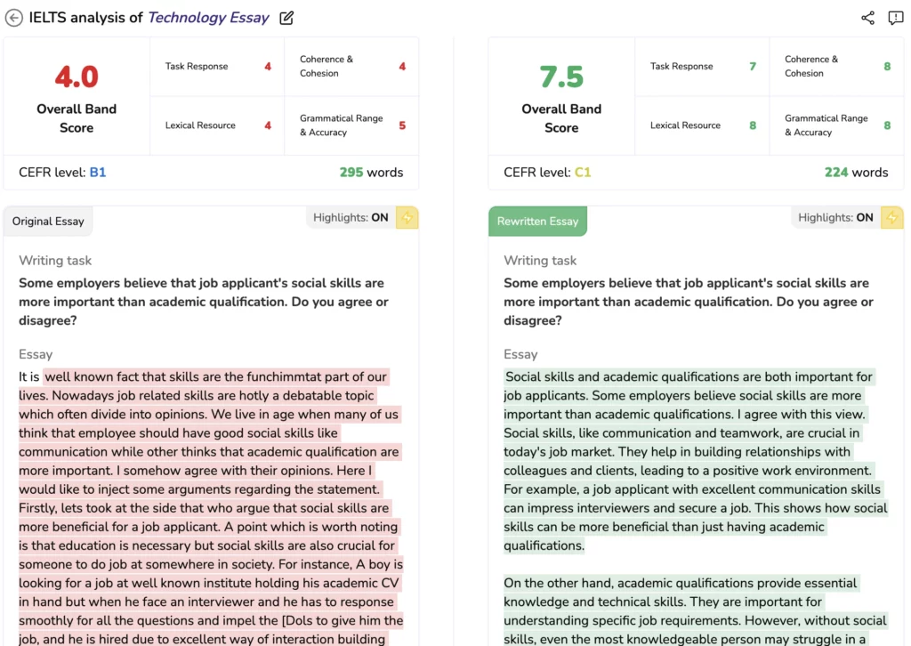 IELTS Rewriter Report